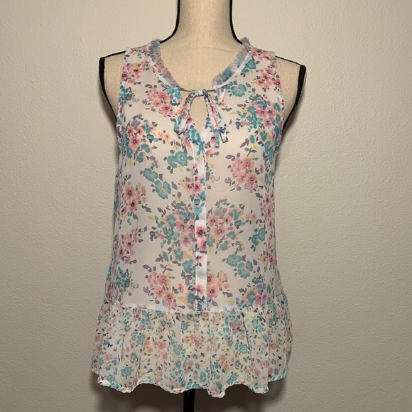 LC Lauren Conrad Tops - Lauren Conrad | Sheer Flowy Floral Blouse